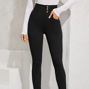 High rise black skinny jeans